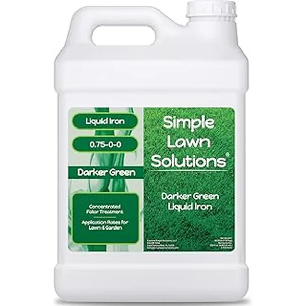 Simple Lawn Solutions - Liquid Iron Darker Green - Chelated Micronutrients - Concentrated Booster for Lawn, Indoor Plants and Outdoor Garden (2.5 Gallon)