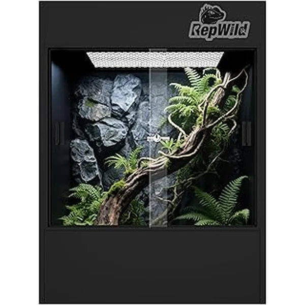 33 Gallon PVC Tall Reptile Tank/Terrarium, RepWild 18" x 18" x 24" Arboreal Reptile Habitat Enclosure with Sliding Door & Heavy-Duty Screen for Amphibians, Crested Gecko Lizard Chameleon