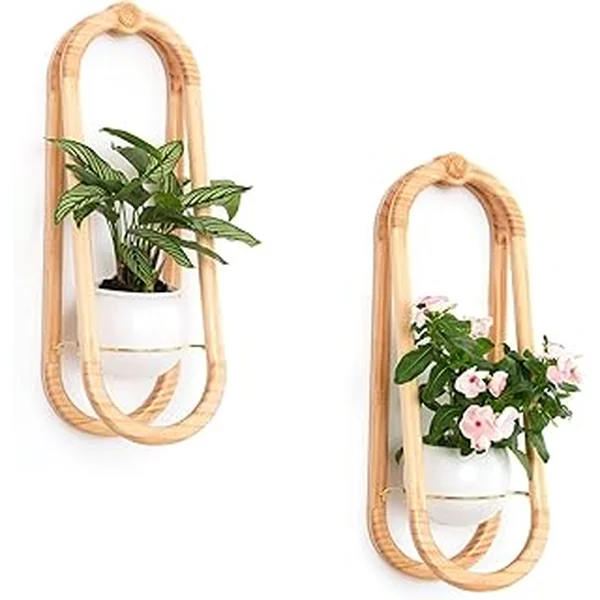 NEKL Wooden Planters Indoor Ceramic
