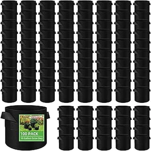 150 Pack 10 Gallon Grow Bags Bulk,Thickened Nonwoven Plant Fabric Pots with Handles,Heavy Duty Breathable Plant Growing Containers Bags for Garden Fruit Vegetable Flower