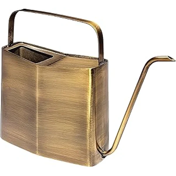 Modern Sprout Brass Finish Plant Watering Can - 3L Capacity - Long Spout Stainless Steel Vessel for Outdoor & Indoor Plants - Rust Resistant - Garden Accessory & Decorative Use - Gift for Mother's Day