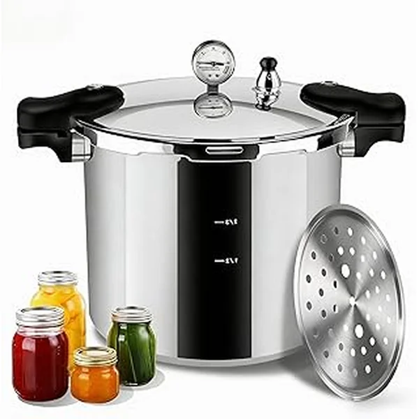 23-25qt+ Aluminum Pressure Cooker, Extra Large Capacity for Commercial & Home Use,Pressure Canners for Canning,Multi-Stove Compatible Bulk Food Preparation,Presto 23 quart pressure canner