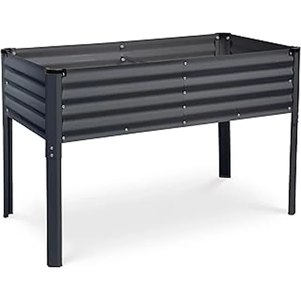 Galvanized Raised Garden Beds Outdoor with Legs // 48×24×31in Elevated Planter Box for Vegetables, Flowers (Gray) // Large Metal Garden Bed for Backyard Patio Gardening