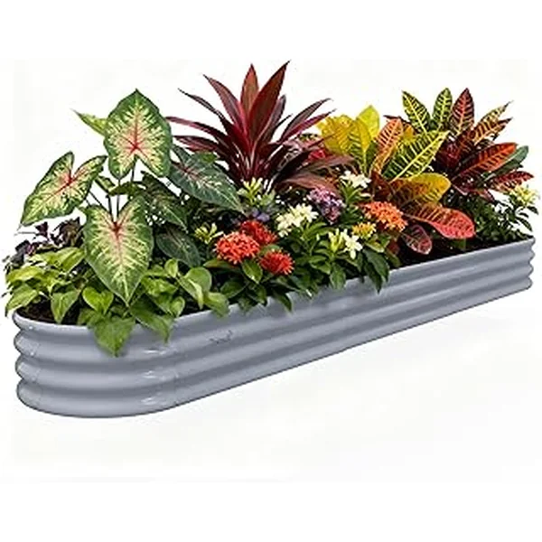 12x2x1 ft Raised Garden Bed, 12" Tall Galvanized Metal Raised Beds for Gardening Kit, Large Above Ground Planters Boxes for Outdoor Plants Vegetables, Flowers, Herbs, Fruits, Rust Resistant, Grey