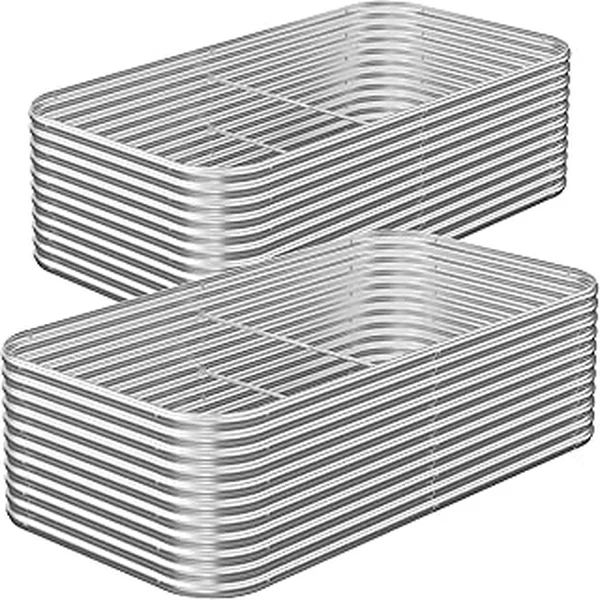 2 Pack Tall 8x4FT Corrugated Galvanized Steel Raised Garden Bed Outdoor, Metal Above Ground Garden Bed for Vegetables and Flowers, Raised Beds for Gardening-8x4x1.5FT