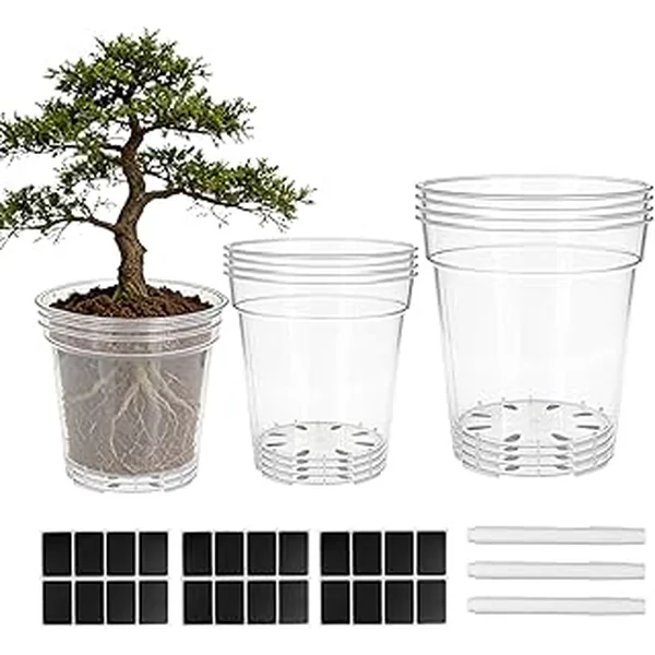 12 Pcs 8/10/12 Inch Large Size Clear Nursery Pots with Drainage Holes Flexible Plastic Planters Transparent Plant Bottle Variety Pack for Succulents Indoor Plants